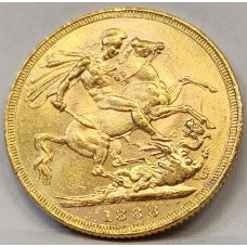 AUSTRALIA 1888 . ONE 1 SOVEREIGN . MELBOURNE . GOLD